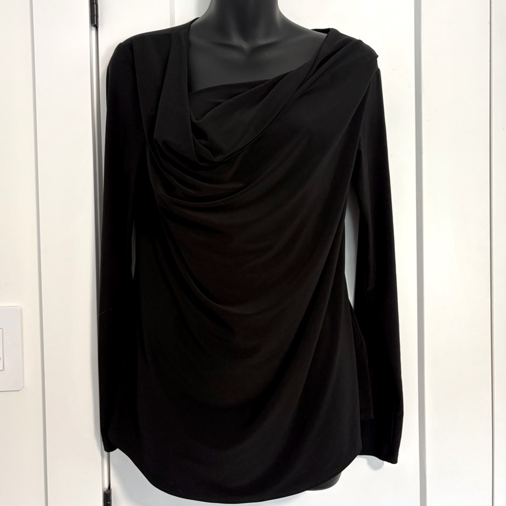 Sympli Cowl Neck Classic Black Long‎ Sleeve Top Size 8